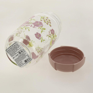 Банка 1л RENGA Цветы с пластиковой крышкой стекло 000000000001203278