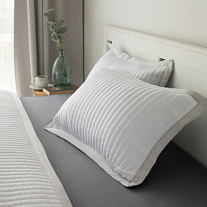 Наволочки декоративные 50x70см 2шт DE'NASTIA Structure строчка белый полиэстер 000000000001224728