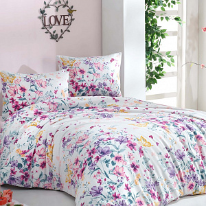Комплект постельного белья Евро LUCKY Цветочная поляна 2 наволочки 50х70см белый/розовый ранфорс 80% хлопок 20% полиэстер 000000000001213460