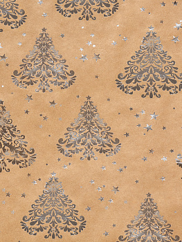 Бумага крафт Серебр.елочки 100х70см 76687 000000000001179928