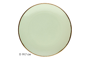 Тарелка десертная 19,7см LUCKY Точки металлическая кайма мятный керамика 000000000001211241