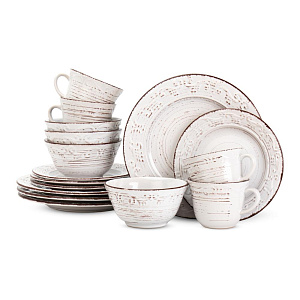 Набор столовой посуды 16 предметов (обеденная 26см-4шт/десертная 20см-4шт/салатник 15см -4шт/кружка 390мл-4шт) керамика 000000000001225838