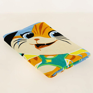 Махровые полотенца 44 котёнка Лампо синий, 100% хлопок. Материал - махра/велюр, яркий детский рисунок . Размер 60 х 120 см.108561 000000000001196748