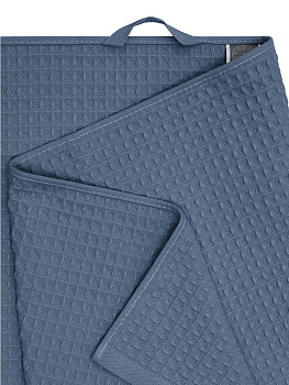 Полотенце вафельное 90x150см DE'NASTIA для бани/сауны 320гр синий хлопок 000000000001219817