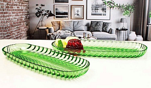 Тарелка 39х14см SANTA GREEN овальная иранское стекло 000000000001210665