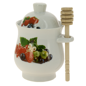 Баночка для меда с ложкой фарфор подарочная упаковка  ЯГОДЫ GUTERWAHL 102-05073 000000000001193899