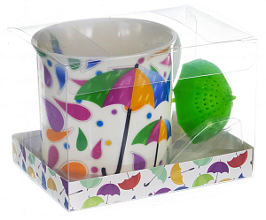 Кружка заварочная 300мл BALSFORD Зонты силиконовое сито подарочная упаковка фарфор 000000000001197855