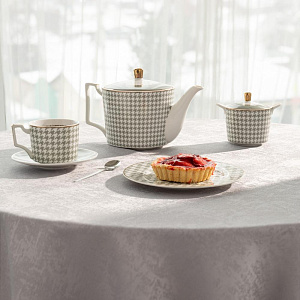 Сахарница 300мл DE'NASTIA Гусиная лапка белый/мятный фарфор 000000000001221005