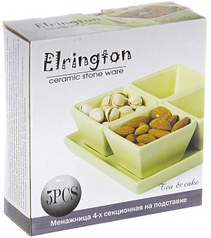 Менажница 4секции керамика 13х13х4,5см Лимон подарочная упаковка Сок Elrington HJC-CH-007-G 000000000001197950