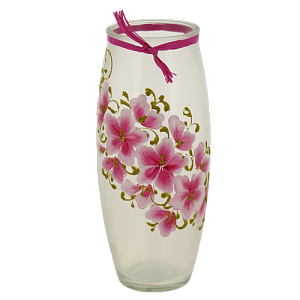 Ваза стеклянная бочка 23,5 см,Ручной рисунок по тонированной вазе 7735/230/77-687 000000000001191056