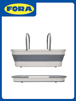 Ведро узкое складное 20л FORA серо-белый силикон 000000000001224816