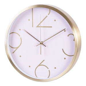 Часы настенные кварцевые Модерн розовый(корпус из алюминия, циферблат из полистирола, питание от батарейки типа AA 25,2x4,2см 79654 000000000001185759