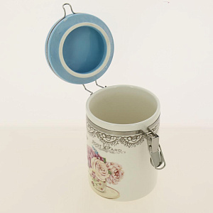 Банка для сыпучих продуктов 850 мл подарочная упаковка c с клипсой Букет доломит ZFC038-37 000000000001196870