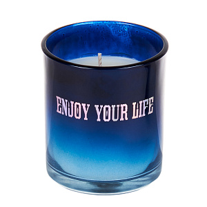 Свеча 7х8см Enjoy классическая в стакане + коробка синий 000000000001209194