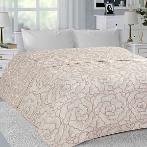 Покрывало 190x220см DE'NASTIA пион2 3слоя бежевое жаккард 55%хлопок 45%полиэстер 000000000001212599