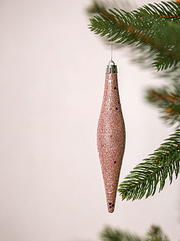 Набор новогодних украшений 6шт 15,5х3см Сосулька блестки розовая роза/нежно-розовый/шампань пластик 000000000001208656