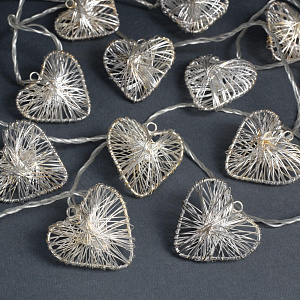 Гирлянда-Нить 4м 20LED LUAZON LIGHTING IP20 220В 8 режимов Сердце проволока с насадками прозрачная нить свечение белое 000000000001207984