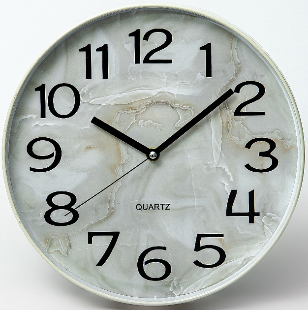 Часы настенные 30х30х4,1см OLAFF белый камень тихий ход 152-33030 000000000001205676