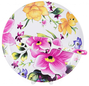 Набор для торта 2 предмета (блюдо 27см/лопатка) OLAFF Лилейник фарфор 000000000001195473