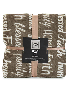 Плед 150x200см LUCKY Газета бежевый флис полиэстер 000000000001219028