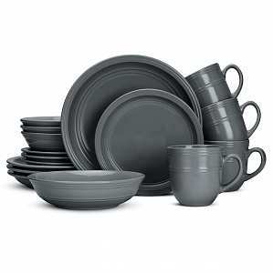 Набор столовой посуды 16 предметов LUCKY полосы графит керамика 000000000001221933