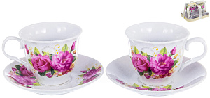 Набор чайный 4 предмета (чашка 250мл-2шт/блюдце-2шт) OLAFF РАССВЕТ подарочная упаковка фарфор 000000000001193909