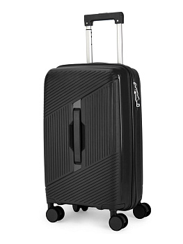 Чемодан на колесах S (36х22х55см) полосы черный PP 000000000001226552