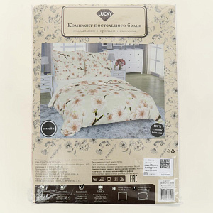 Комплект постельного белья Семейный LUCKY Сакура пододеяльник215х145см-2шт простынь220х240см наволочки50х70см-2шт розовый поплин 100%хлопок 000000000001208107