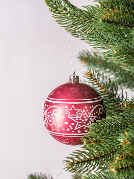 Набор новогодних шаров 12шт 8см розовый пластик 000000000001209028