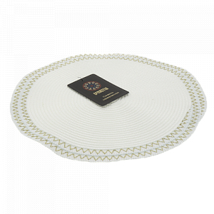 Салфетка сервировочная D36см DE'NASTIA белая с золотистой строчкой по кругу 70% полипропилен 30% полиэстер 000000000001208014