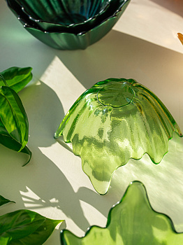 Ваза-конфетница 14см EFE GLASS Цветок прозрачный зеленый стекло 000000000001213532