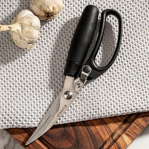 Ножницы кухонные 24x7,5x2,5см DE'NASTIA черный нержавеющая сталь/полипропилен/термопластичная резина 000000000001225972