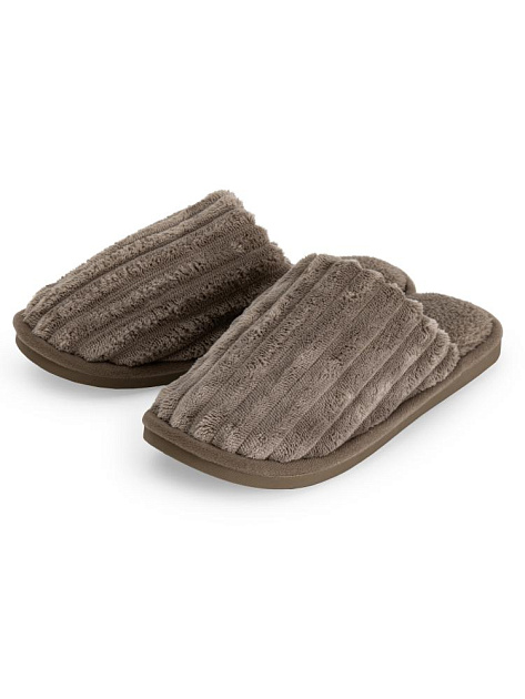 Тапочки домашние 40-41 женские плюшевые коричневый полиэстер/ТПР 000000000001228826