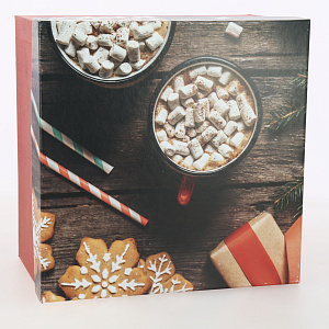 Коробка подарочная 25x25x15см РУТАУПАК Праздник для двоих квадратная 000000000001208371