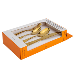 Набор столовых приборов 24 предмета JAGDAMBA Gorden Satin золотой нержавеющая сталь 000000000001217681