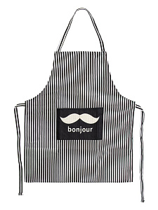 Фартук кухонный 76х62см Bonjour полоска черная хлопок/полиэстер 000000000001230213