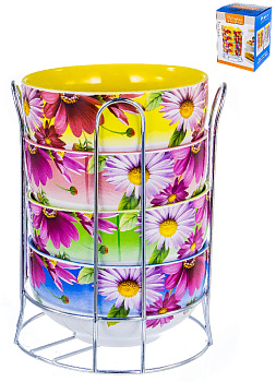 Набор салатников 4шт 560мл АНЕМОНЫ металлический стенд подарочная упаковка 000000000001178508