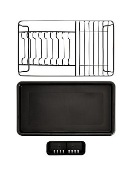 Сушилка кухонная 45x23,5x15см DE'NASTIA с поддоном черный железо/полипропилен 000000000001221873