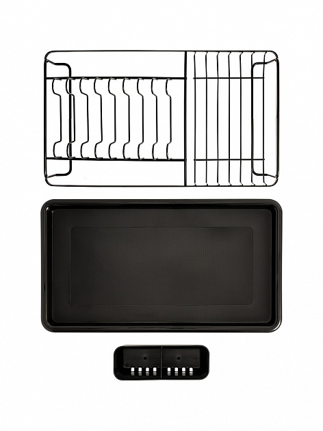 Сушилка кухонная 45x23,5x15см DE'NASTIA с поддоном черный металл 000000000001221873