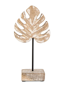Декоративная фигурка 12,5x7,5x26см DE'NASTIA лист Монстеры белый дерево манго 000000000001229658