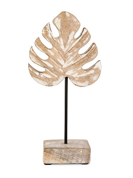Декоративная фигурка 12,5x7,5x26см DE'NASTIA лист Монстеры белый дерево манго 000000000001229658