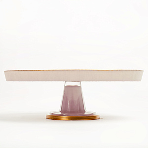 Блюдо на ножке 28см GLASSCOM золотая кайма champagne стекло 000000000001213182