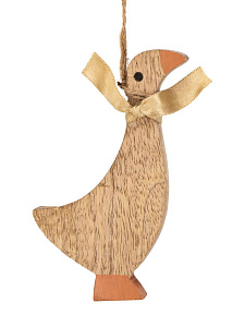 Декоративное украшение 10x2,5x14см DE'NASTIA Гусь серый дерево манго 000000000001229656