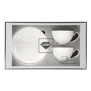 Набор чайный 4 предмета Классик с золотом в подарочной упаковке фарфор 000000000001219688