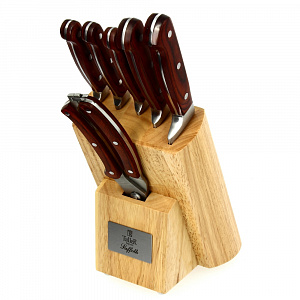 Набор ножей с подставкой 7 предметов TALLER Саффолк поварской 20см для нарезки 20см универсальный 12,5см-2шт для чистки 8,5см ножницы 25см подставка 000000000001009096