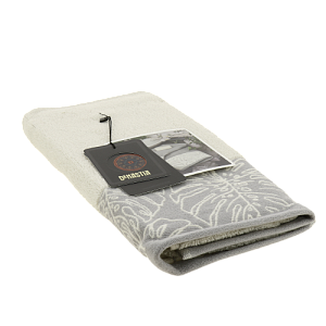 Полотенце 50х90см DE'NASTIA ТРОПИКИ (новые) молочный/серый хлопок 000000000001208574