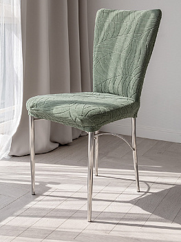 Чехол на стул 43x43x61см LUCKY Листья зеленый 97% полиэстер 3% эластан 000000000001212448