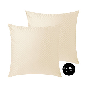 Наволочки 70х70см-2шт DE'NASTIA JQ меандр молочный сатин хлопок-100% 000000000001215614