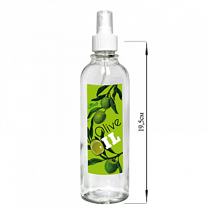 Бутылка для масла/соусов 330мл LARANGE Olive Oil оливки на зеленом фоне цилиндрическая с кнопочным дозатором стекло 000000000001212506