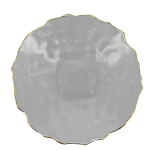 Тарелка D20,3cм 450мл LUCKY средняя прозрачная с золотой каймой стекло 000000000001208554